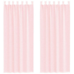 Berkfield Voile Curtains With Loops 2 Pcs Light Pink 140X260 Cm - thumbnail 2