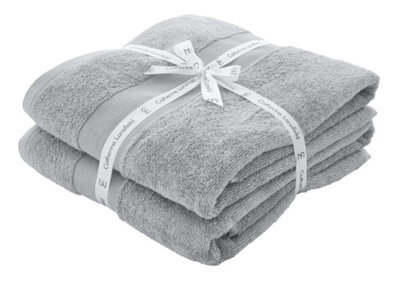 Catherine Lansfield Bathroom Anti Bacterial 500 Gsm Soft & Absorbent Cotton Bath Sheet Pair Silver Grey - image 1