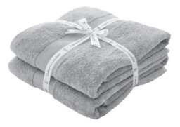 Catherine Lansfield Bathroom Anti Bacterial 500 Gsm Soft & Absorbent Cotton Bath Sheet Pair Silver Grey