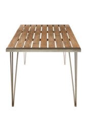 Orsina Sleek Teak Wood Dining Table, Elegant Textured Wooden Table For Outdoor Patio, Modern Kitchen Table - thumbnail 3