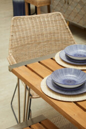 Orsina Sleek Teak Wood Dining Table, Elegant Textured Wooden Table For Outdoor Patio, Modern Kitchen Table - thumbnail 2