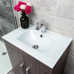 Plum&clay Novela Dark Wood Wall Hung Vanity Unit With Crystal Basin (W)600mm - thumbnail 3