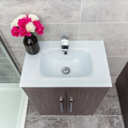 Plum&clay Novela Dark Wood Wall Hung Vanity Unit With Crystal Basin (W)600mm - thumbnail 4