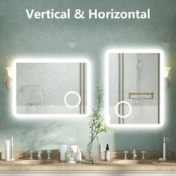 AVER-GROWTH Bathroom Mirror With Bluetooth Shaver Socket 3 Colour Led Light 3X Magnifier Demister Touch/wall Switch Illuminated Mirror 80X60Cm - thumbnail 9