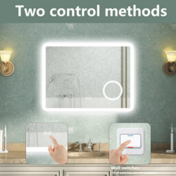 AVER-GROWTH Bathroom Mirror With Bluetooth Shaver Socket 3 Colour Led Light 3X Magnifier Demister Touch/wall Switch Illuminated Mirror 80X60Cm - thumbnail 8