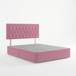 Adore Designs Diamond Cut Plush Velvet Divan Bed, Headboard - 5Ft Kingsize - Pink - 2 Drawers Same Side - thumbnail 2