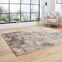 Beige/silver Abstract Modern Easy To Clean Rug For Living Room Bedroom & Dining Room-120Cm X 170Cm - thumbnail 2