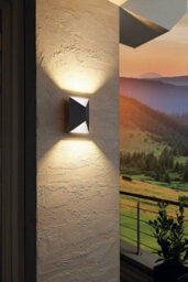 Eglo Predazzo Grey And White Metal Ip44 Integrated Led Outdoor Wall Light (D) 21Cm