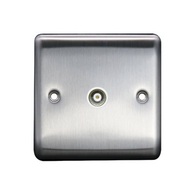 Thrion 1G Coaxial Socket Brushed Chrome, White Insert, 10