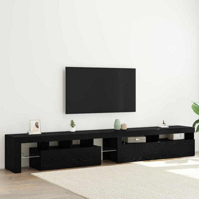 Berkfield Tv Cabinets 2 Pcs With Led Lights Black Oak Engineered Wood - image 1