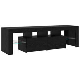 Berkfield Tv Cabinets 2 Pcs With Led Lights Black Oak Engineered Wood - thumbnail 7