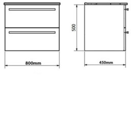 Clifton Bathroom 2-Drawer Wall Hung Vanity Unit With Ceramic Basin 800mm Wide - Silver Oak  - Brassware Not Included - thumbnail 2