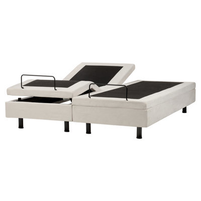 Beliani Adjustable Bed Without Headboard Fabric Castellan 160 X 200 Cm (Eu King Size) Light Beige - image 1
