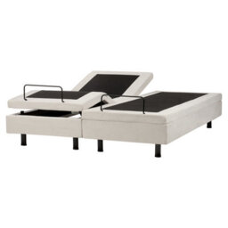 Beliani Adjustable Bed Without Headboard Fabric Castellan 160 X 200 Cm (Eu King Size) Light Beige - thumbnail 1