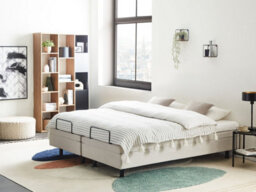 Beliani Adjustable Bed Without Headboard Fabric Castellan 160 X 200 Cm (Eu King Size) Light Beige - thumbnail 2