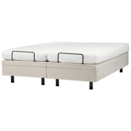 Beliani Adjustable Bed Without Headboard Fabric Castellan 160 X 200 Cm (Eu King Size) Light Beige - thumbnail 7