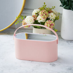 Living And Home Pink Portable Tabletop Vanity Travel Makeup Box Cosmetics Storage With Touch Control Led Mirror - thumbnail 2