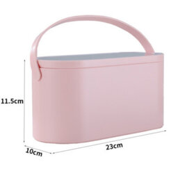 Living And Home Pink Portable Tabletop Vanity Travel Makeup Box Cosmetics Storage With Touch Control Led Mirror - thumbnail 6