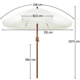 Garden Parasol Romantic French Style Patio Umbrella With Fringes 2.3M Cream - thumbnail 2