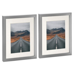 "Nicola Spring Photo Frames With 5"" X 7"" Mount - 8"" X 10"" - Grey/ivory - Pack Of 2" - thumbnail 1