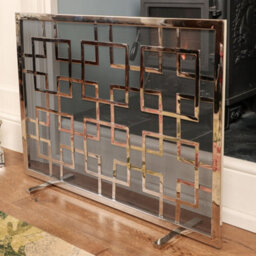 Dibor Traditional Silver Kensington Nickel Fireplace Guard Fireside Fire Screen H62Cm X W84Cm