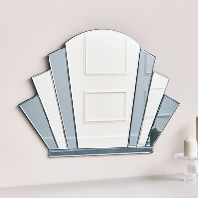 Melody Maison Grey Glass Art Deco Arch Fan Wall Mirror 80Cm X 60Cm - image 1