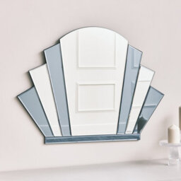 Melody Maison Grey Glass Art Deco Arch Fan Wall Mirror 80Cm X 60Cm - thumbnail 1