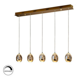 Luminosa Lighting Luminosa Roc Integrated Led 5 Light Crystal Drop Bar Ceiling Pendant Gold Bubble Effect - Uk Stock - thumbnail 2