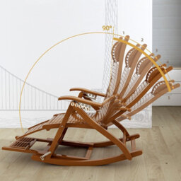 Living And Home Foldable Adjustable Bamboo Indoor And Outdoor Recliner Chair Sun Lounge Rocking Chair With Retractable Footrest Brown - thumbnail 5