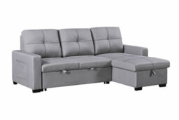 Eco Living Aurelio Chaise Linen Sofa In Light Grey - thumbnail 2