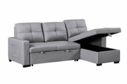 Eco Living Aurelio Chaise Linen Sofa In Light Grey - thumbnail 4