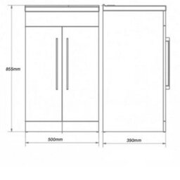 Clifton Bathroom 2-Door Floor Standing Vanity Unit With Ceramic Basin 500mm Wide - Silver Oak  - Brassware Not Included - thumbnail 3