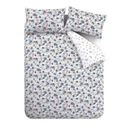 Bianca Brushed Cotton Ophelia Floral Reversible Duvet Cover Set With Pillowcase Blue - thumbnail 5