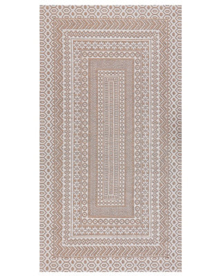 Beliani Beige And White Jute Blend Rug 80 X 150 Cm - Handwoven Geometric Jacquard, Low Pile - image 1