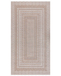 Beliani Beige And White Jute Blend Rug 80 X 150 Cm - Handwoven Geometric Jacquard, Low Pile - thumbnail 1
