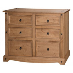 Mercers Furniture Corona 6 Drawer Wide Chest Of Drawers Sideboard Solid Pine With Mexican Styling - thumbnail 3