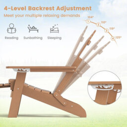 Gainoom Garden Adjustable Adirondack Chair Brown 4-Position Folding Adirondack Chair - thumbnail 7