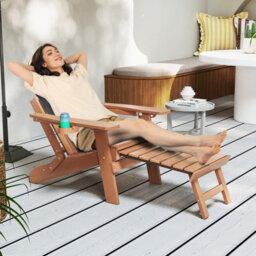 Gainoom Garden Adjustable Adirondack Chair Brown 4-Position Folding Adirondack Chair - thumbnail 2