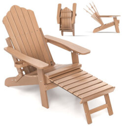 Gainoom Garden Adjustable Adirondack Chair Brown 4-Position Folding Adirondack Chair - thumbnail 1