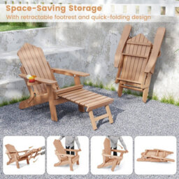 Gainoom Garden Adjustable Adirondack Chair Brown 4-Position Folding Adirondack Chair - thumbnail 8