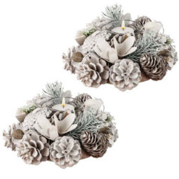 Dibor Set Of 2 Wild Wonderland Single Table Centrepiece Christmas Decoration Candle Holder Tealight Holders - thumbnail 2