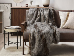 Beliani Blanket Asdad Fabric 150 X 200 Cm Brown - thumbnail 2