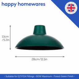 Happy Homewares Industrial Retro Designed Matt Forest Green Curved Metal Ceiling Pendant Shade - thumbnail 4