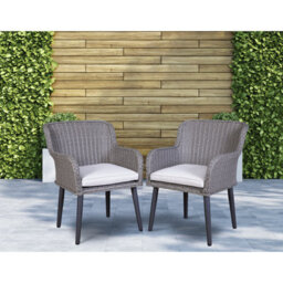 Dellonda Buxton Rattan Wicker Outdoor Dining Armchair & Cushions, Set Of 2, Grey - thumbnail 7