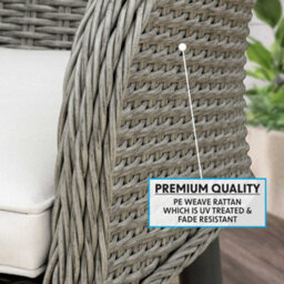 Dellonda Buxton Rattan Wicker Outdoor Dining Armchair & Cushions, Set Of 2, Grey - thumbnail 2