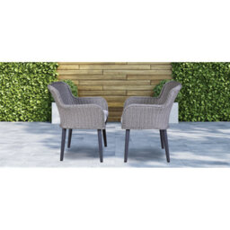 Dellonda Buxton Rattan Wicker Outdoor Dining Armchair & Cushions, Set Of 2, Grey - thumbnail 8