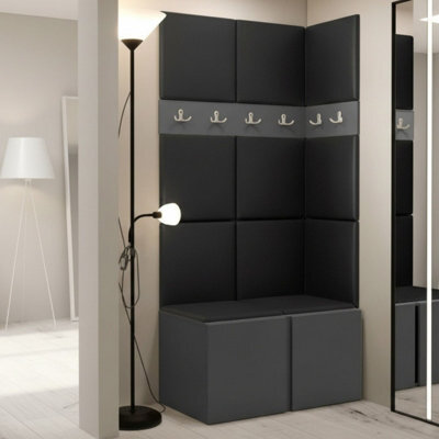 Anteroom Set Orion I Graphite Shoe Cabinet Hangers Eco Leather Black Panels - image 1