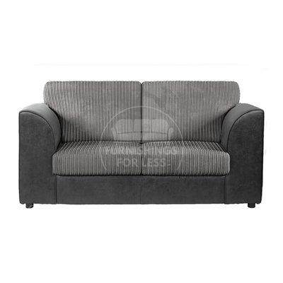 Furnishings For Less UK Luxor Jumbo Cord Fabric 2 Seater Sofa - Fullback Black And Grey - image 1