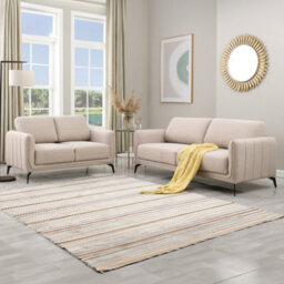 More4Homes Oslo Modern Scandi Style Fabric Living Room 2+3 Seater Sofa Set (Beige)