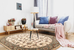 RugsX Wool Carpet Polonia Oval Madras Flowers Jasmine 2 Green 200X300 Cm - thumbnail 1